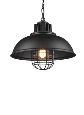 铁艺吊灯古黑色餐桌灯餐厅吊吧台用灯灯单头工业风商复工程灯