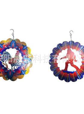 新款320231221D旋转转公鸡大风脚猴装猿饰风转户院外庭花园装饰品