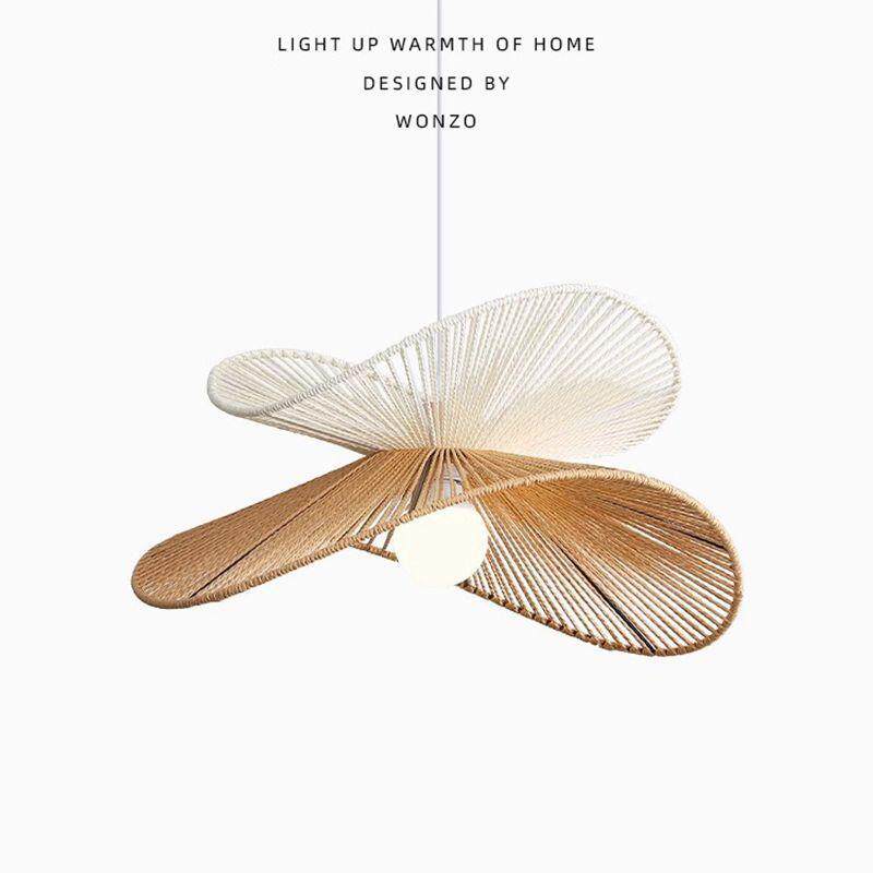 编藤餐厅吊灯复古禅意侘寂风民宿卧室灯茶室书房个性创意吧台灯具