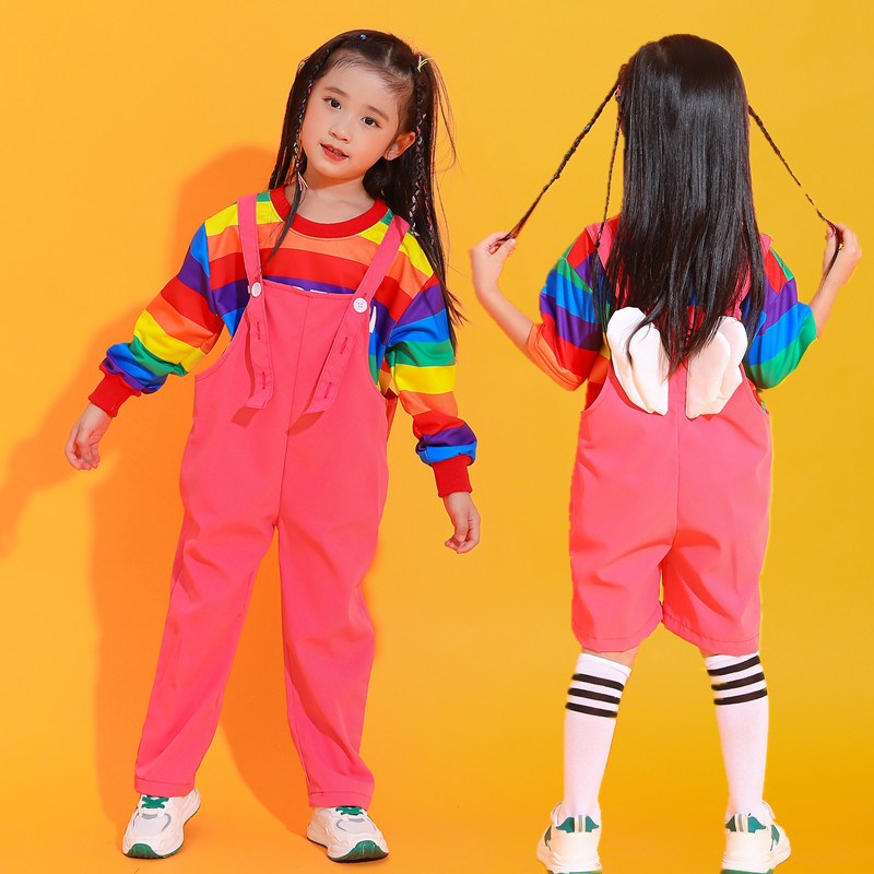 儿童啦啦操背带裤演出服班服幼儿园啦啦队舞蹈小学生大合唱表演服