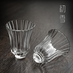 小号花瓣功夫茶茶杯 玻璃茶具品茗杯单杯小杯子女士主人杯迷你日式