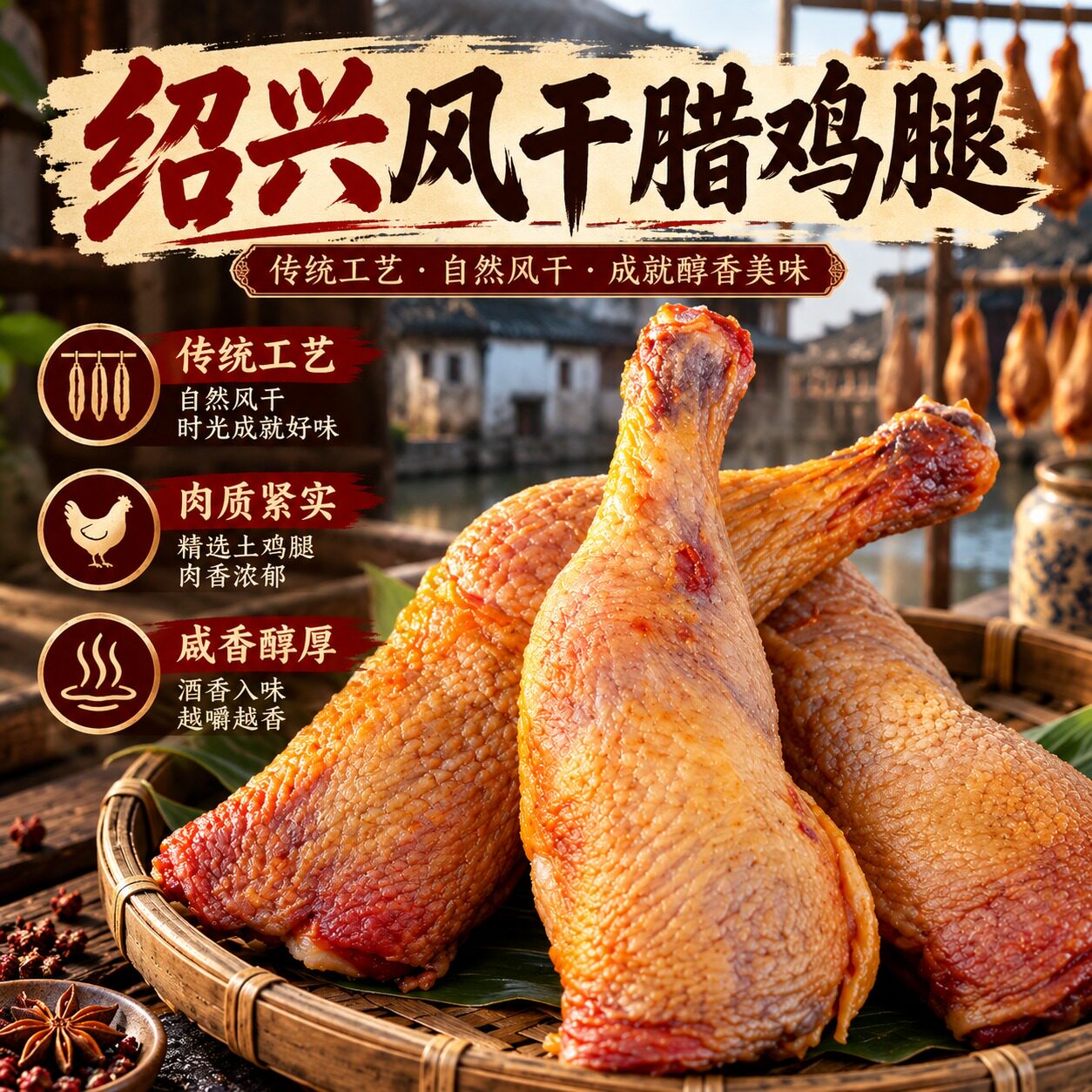 绍兴特产腊鸡腿正宗官方旗舰店传统古法腌腊风干鸡腿年货食材解馋