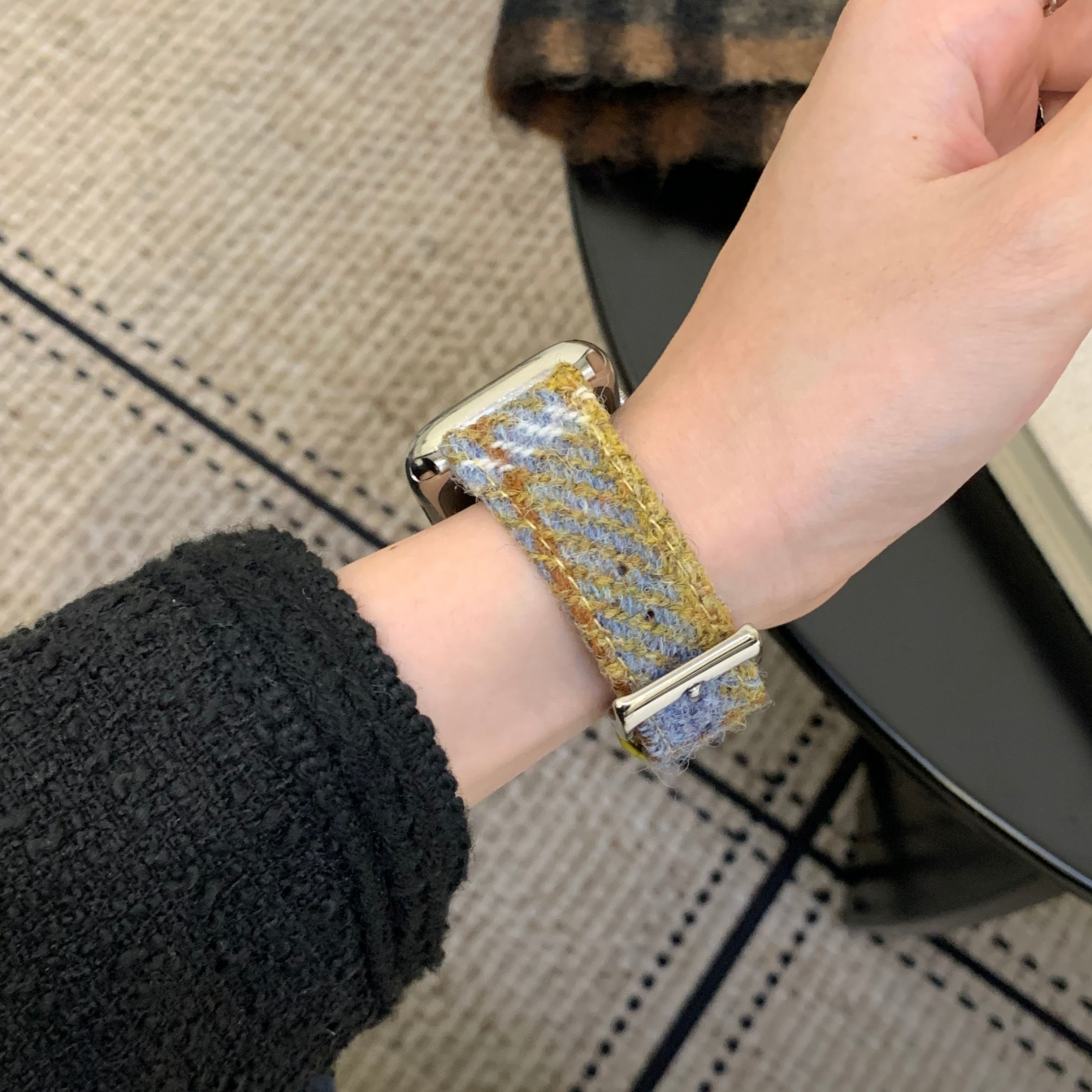 哈里斯毛呢皮质适用vivo手表表带