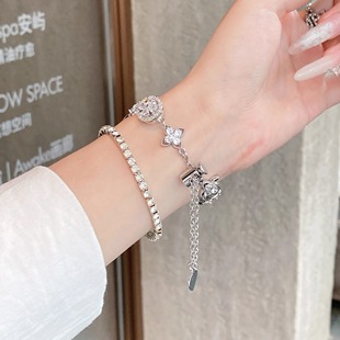 适用vivo watch5 gt2表带闪钻旋转四叶草铜链iqoo gt表带 watch