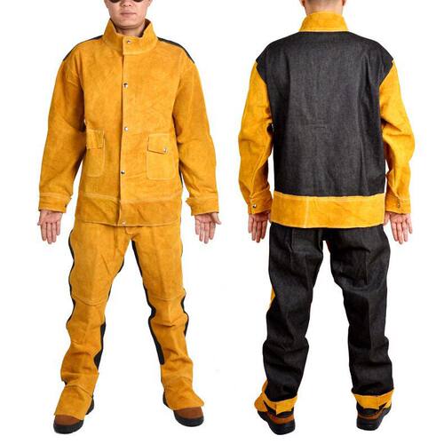 厂家直供加工牛皮电焊服氩弧焊长袖防护服抗电弧飞溅皮衣