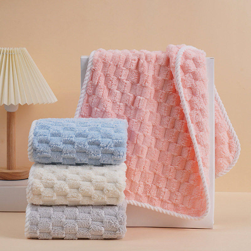 新款珊瑚绒云朵格毛巾浴巾浴帽柔软洗脸加厚吸水不掉毛发家用,居家布艺,毛巾/面巾,淘宝优惠券,粉丝福利购,淘宝优惠卷