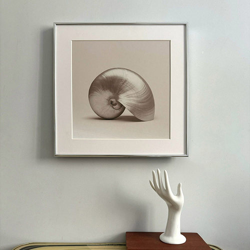 【银色贝壳】现代小众装饰画设计软装极简沙发背景书房卧室床头画