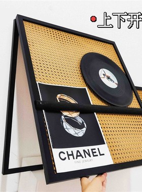 速发高级黑色编配实木装饰画风有框电表藤电箱遮挡客厅玄关软装饰