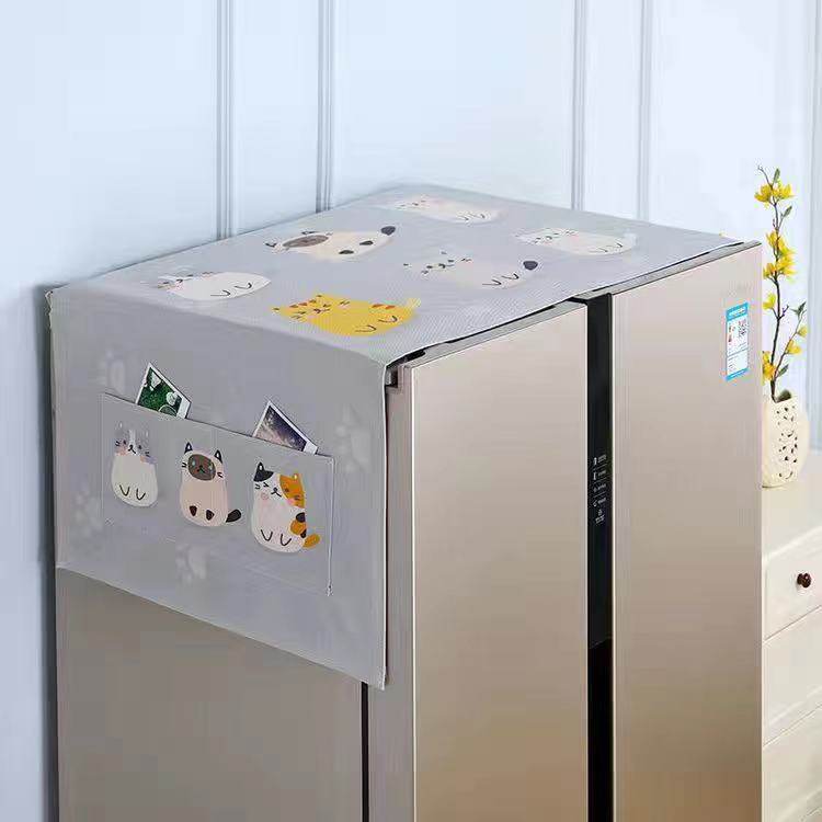 速发202棉麻冰箱巾可收纳洗波机盖布单开盖开门冰箱防尘罩微衣炉