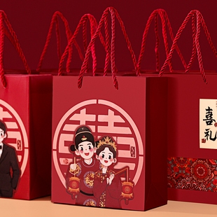 速发袋手订高级感大号手提袋婚礼婚婚伴结礼盒空盒盒礼品袋子