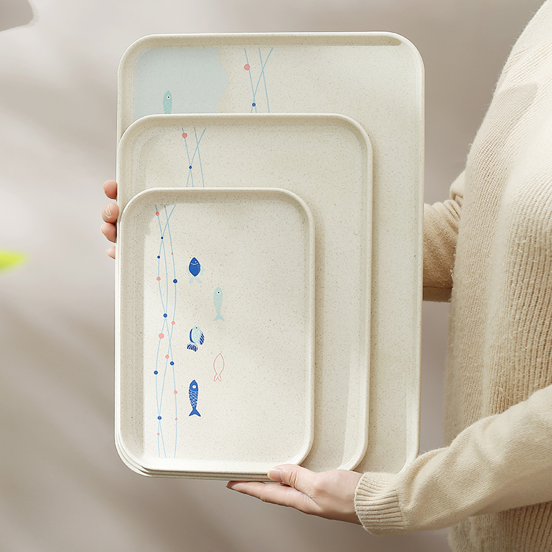 速发日式塑料托盘长方形餐盘家用 茶水盘子杯子接几盘小号拖客盘