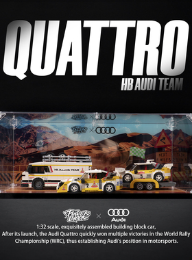PB品铂奥迪wrc车队S1拉力赛车展示盒八格车拼装积木玩具汽车模型