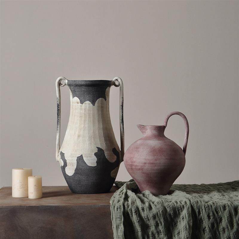 简约马卡龙纯手工天然陶泥民宿客厅样板间侘寂落地花瓶样板间摆件