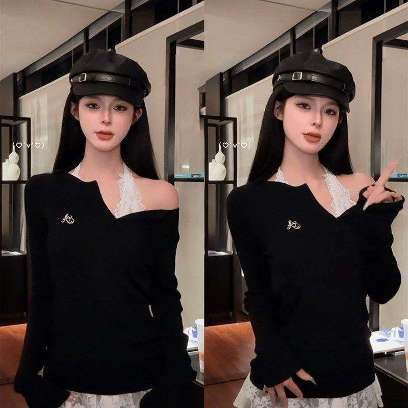 大码胖mm芭蕾风穿搭一整套女装早秋G长袖T恤蕾丝挂脖内搭两件套潮,女装/女士精品,大码内搭,淘宝优惠券,粉丝福利购,淘宝优惠卷