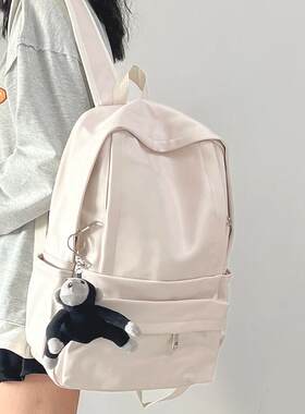 书包女大学生双肩包女2022新款初中生高中学生防水轻便皮质背包男