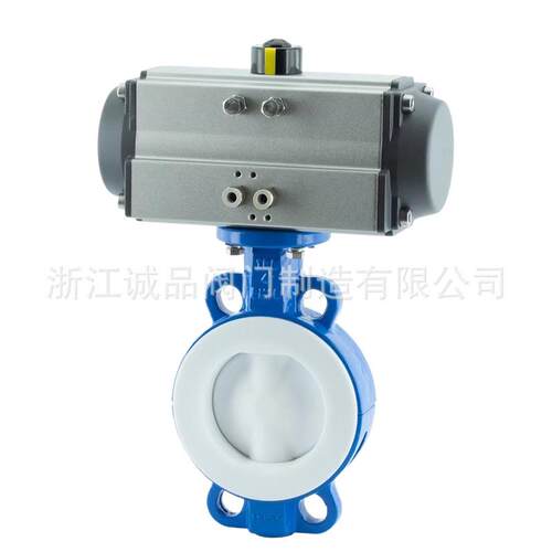 气动衬氟蝶D671F16气动阀四氟蝶-阀 对 夹蝶阀