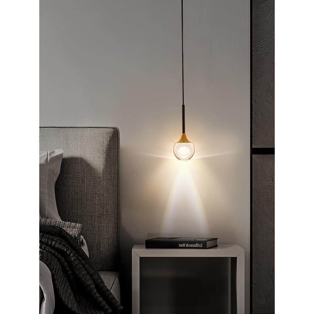 跨境极简小吊灯设计师轻奢水晶灯床头灯复式楼中空客厅别墅楼梯灯