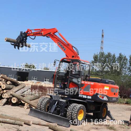 东山烟台木抓取机价格轮胎式液 压SD95-LS抓木机价格 原木装材卸