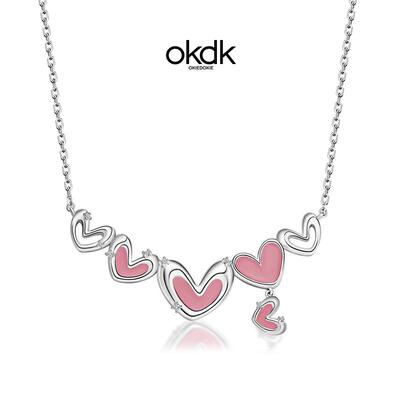 OKDK 兔子甜心设计感爱心项链甜酷少女颈链百搭ins小众粉色锁骨链