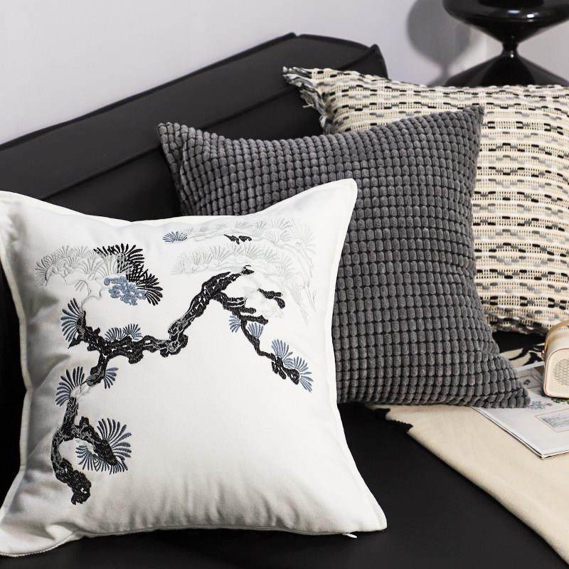 新中式迎客松抱枕组合抱枕套不含芯方枕客厅沙发靠枕靠垫卧室抱枕