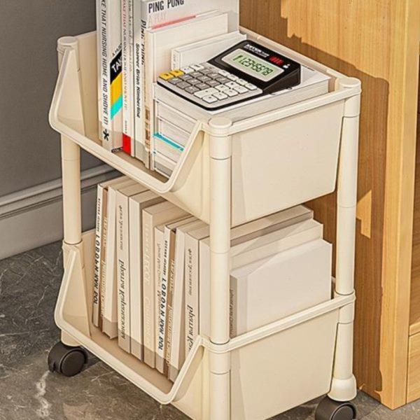 桌下书架办公室桌面收纳置物架落地移动宿舍小推车带轮多层书柜子
