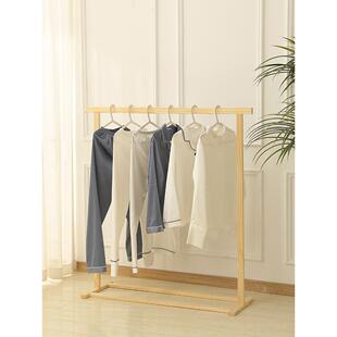 实木家用落地挂衣架卧室杆式儿童简易挂衣架一排冬天季外套挂衣架