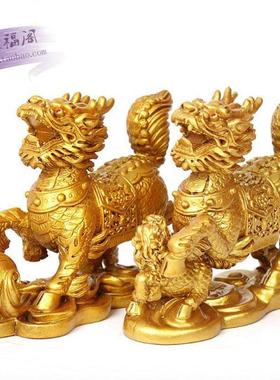 树脂麒麟摆件送子一对公母家居风水卧室家里酒柜装饰瑞兽招财求子