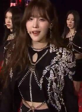 KPOP女团kep1er演出服chaehyun同款黑色重工演出打歌舞蹈服