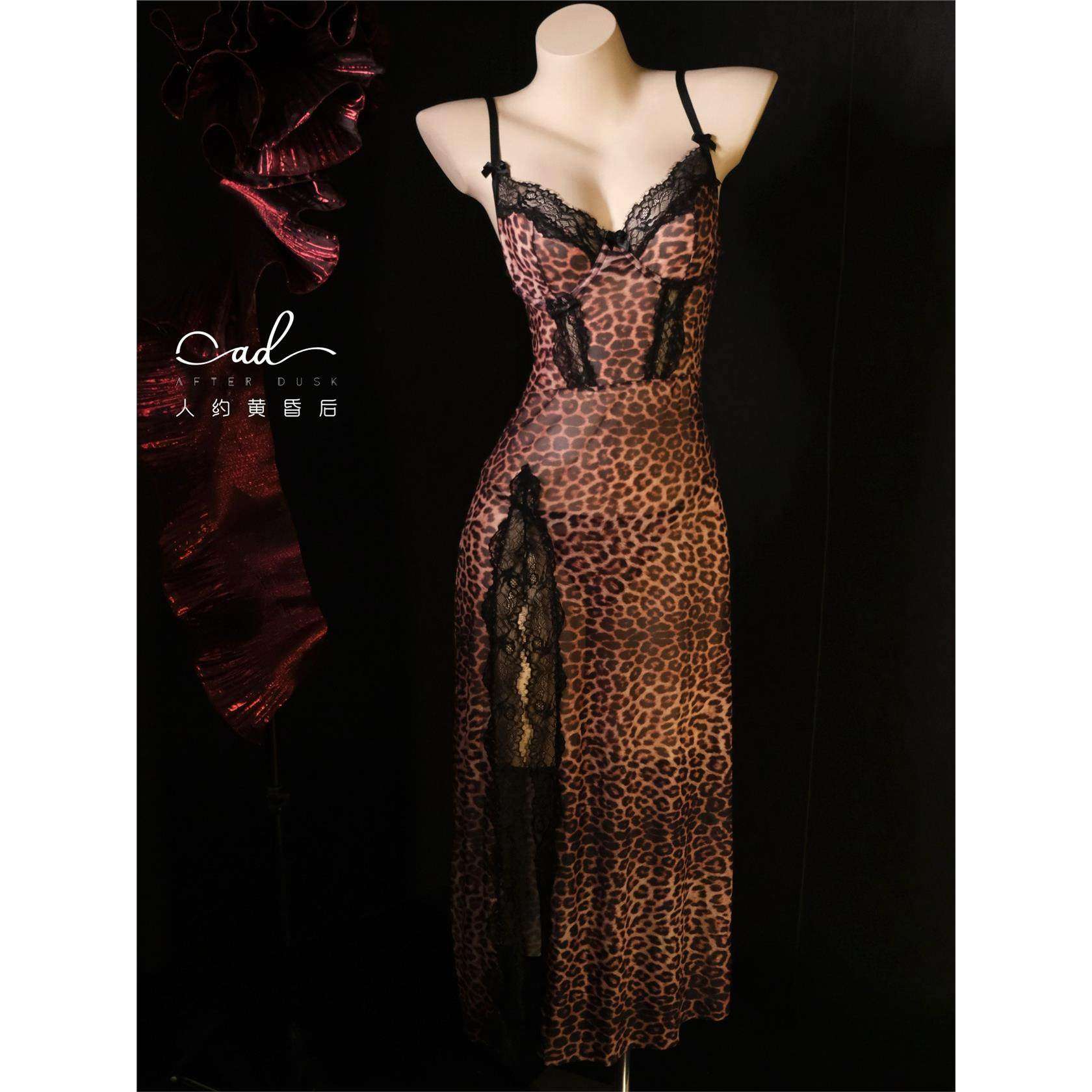 豹纹小姐吊带睡衣连衣裙带钢圈性感聚拢内衣网纱开叉睡裙大码新款,女士内衣/男士内衣/家居服,睡裙,淘宝优惠券,粉丝福利购,淘宝优惠卷
