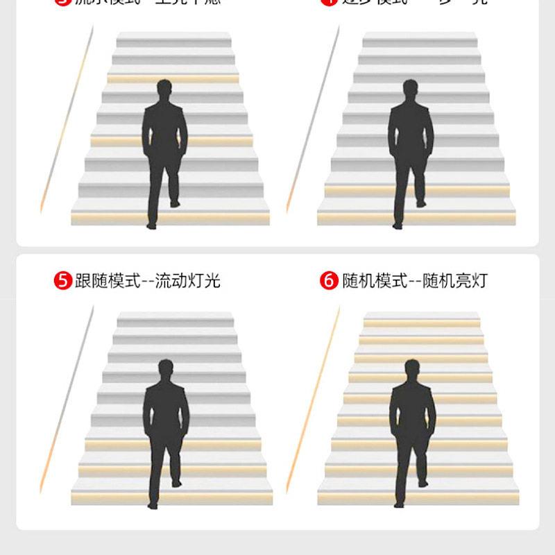 网红楼梯灯踏步感应台阶灯带智能追光流水灯跑马梯步免布线灯条