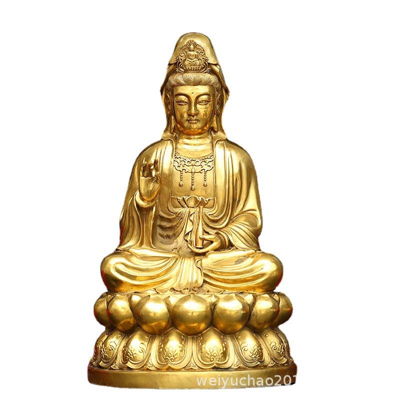 纯铜观音铜佛像居家南海观音家用客厅桌面摆件纯铜观世音菩萨送子