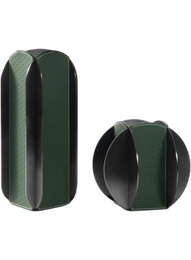 艺贝子现代欧式轻奢金属皮拼接花器花房瓶板售楼革VHM样处软装饰