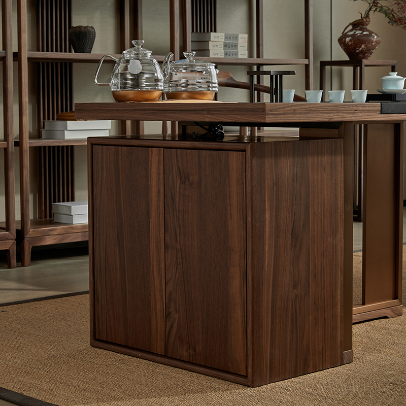 茶桌椅组合实木新中式办公室茶台茶几家用黑胡桃木功夫喝茶泡茶桌