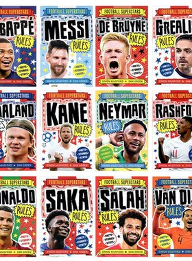 足球明星12册 Football Superstars 梅西/内马尔/姆巴佩等成长历程 儿童黑白插画桥梁书 英文原版