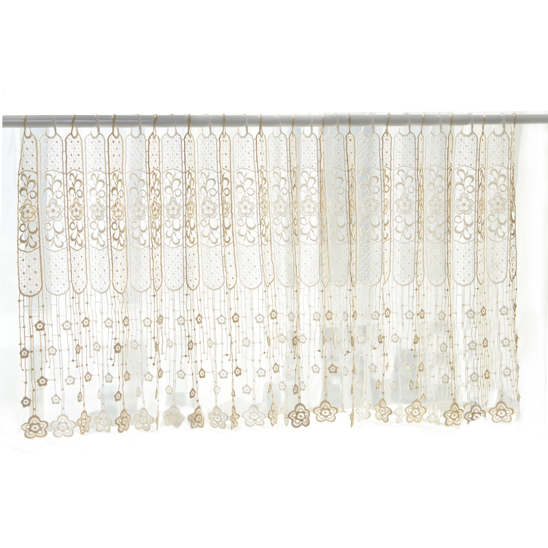 韩式简约水溶蕾丝镂空欧式隔断遮光帘咖啡帘门帘免打孔半帘厨房帘