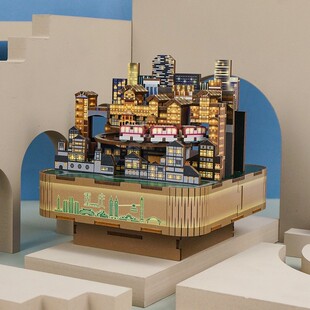 同趣拼装八音盒山城重庆音乐盒木质伴手礼diy手工千与千寻创意