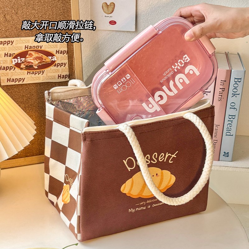 可爱保温饭盒袋大容量便当包上班族学生带饭零食袋子便携手提餐包