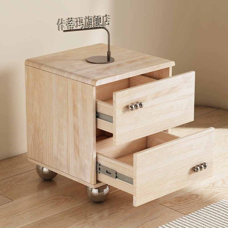 实木烤漆床头柜小型现代简约风新款轻奢高级感家用卧室床头收纳柜