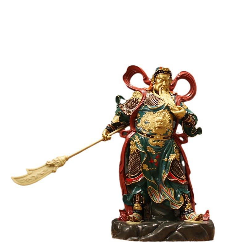 关公关二爷黄铜神像创意摆件居家供奉工艺品摆放办公室店铺装饰品