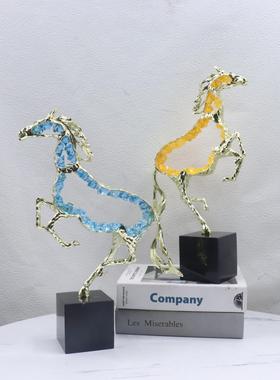 现代轻奢创意镂空骏马摆件办公室客厅玄关电视柜酒柜书柜装饰摆设