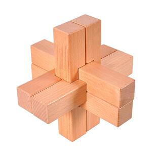 成人古典木制玩具孔明锁鲁班锁智力解锁六根锁榉木大号六通17CM