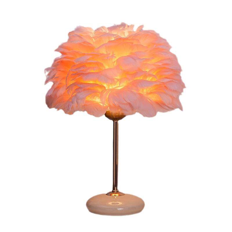 陶瓷羽毛台灯女生卧室台灯床头灯轻奢家居高级感装饰浪漫温馨礼物