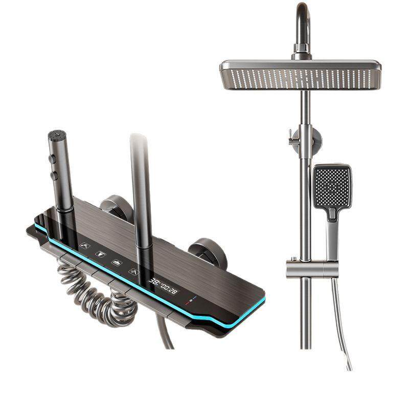 浴室淋浴花洒套装卫浴钢琴键数显恒温全铜增压淋雨花洒酒店用