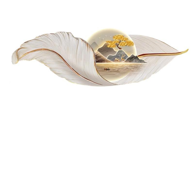 轻代奢羽毛卧室头挂画温馨主卧天床鹅l466ed现灯画高级感客厅装饰