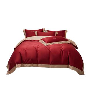 轻奢高级感红色四件套结婚床上用品100S全棉喜被婚庆简约高端婚嫁