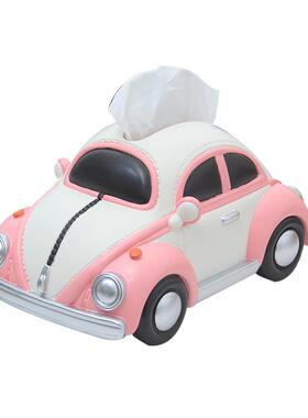 汽车纸巾盒客厅高档轻奢餐巾纸收纳可爱家用卡通抽纸盒装饰品摆件