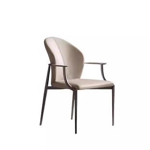 意式扶手茶椅轻奢高端主人椅泡茶桌椅子喝茶台客人椅靠背餐椅家用