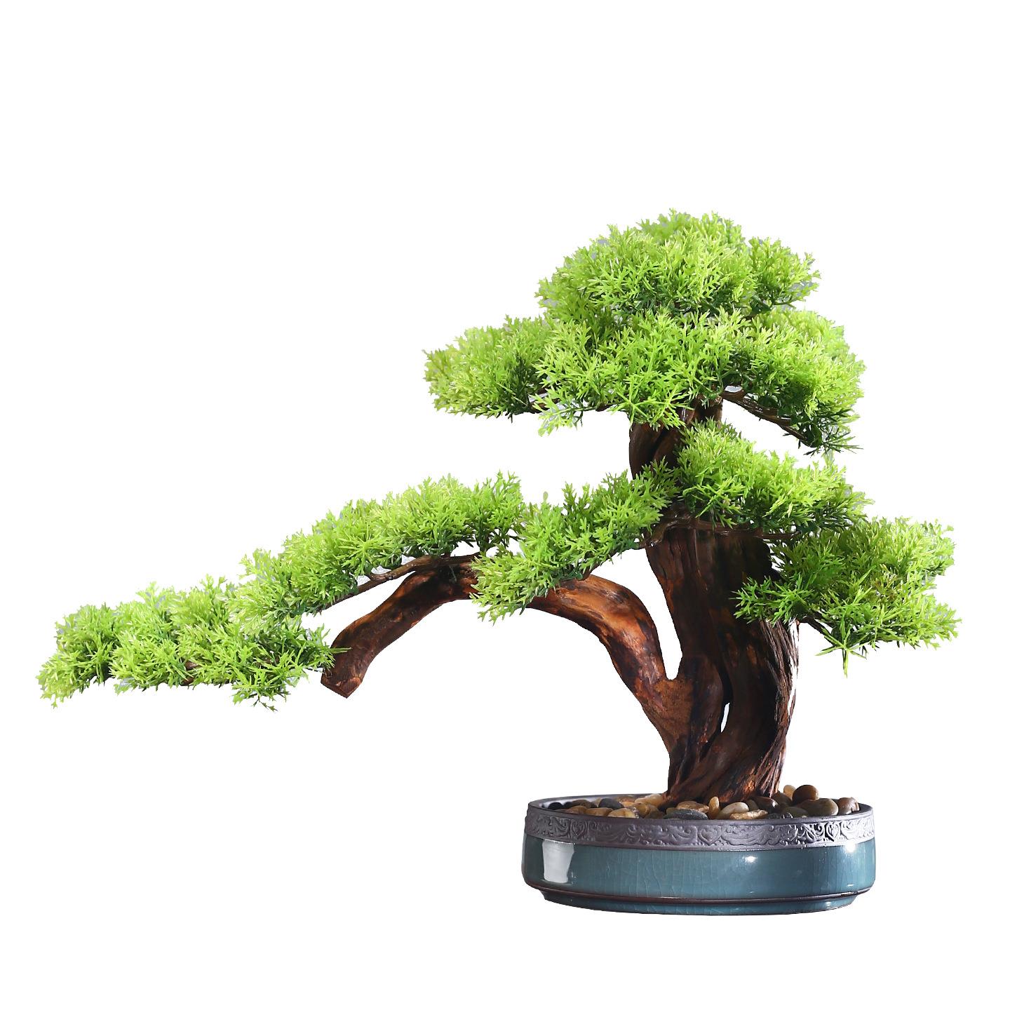 仿真迎客松植物盆景办公室摆件造景客厅玄关装饰品仿真树室内景观