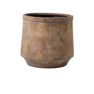 竹编篮子造型特大号镁泥花盆有底孔家居户外仿真花南天竹尤加利树