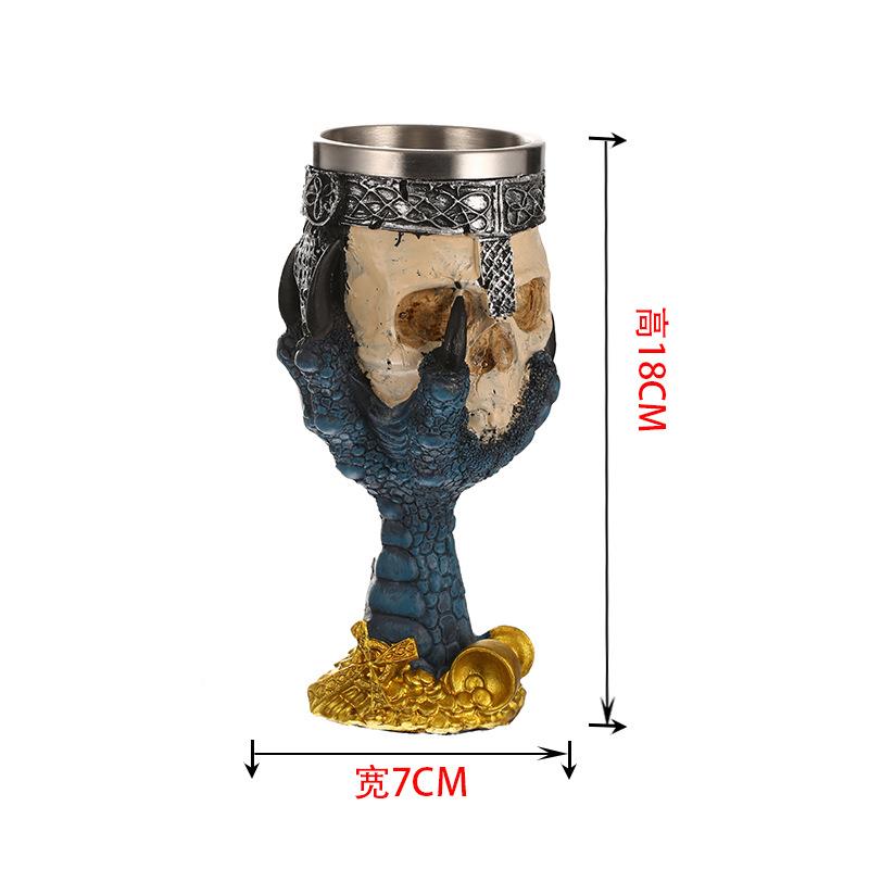 骷头酒杯树脂骷髅头杯子个性餐具钢摆件鹰头髅爪骨红酒杯不RS-800